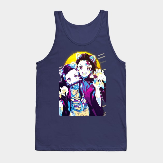 Nezuko Kamado and Tanjiro Kamado Tank Top by 80sRetro